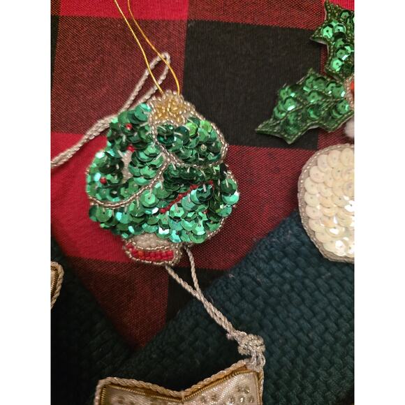 Vintage Christmas Ornaments Sequined & Beaded Handmade Set Of 14 - Picture 4 of 14